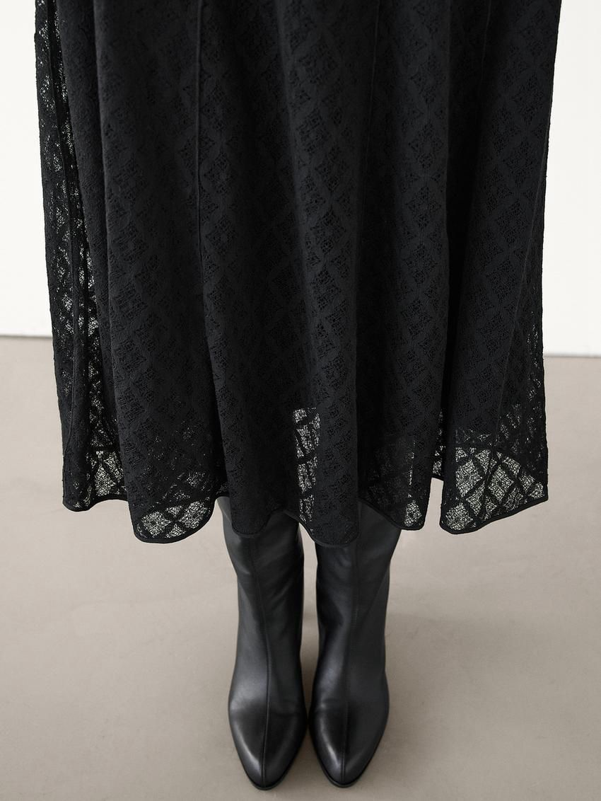 Massimo Dutti Midi With Embroidered Detail Women Skirts Black | US-FV4231078