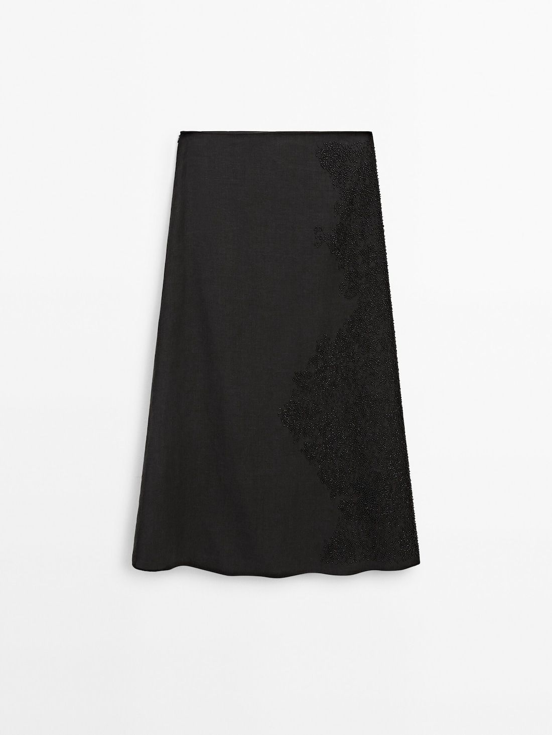 Massimo Dutti Midi With Embroidery Women Skirts Black | US-UG9283714