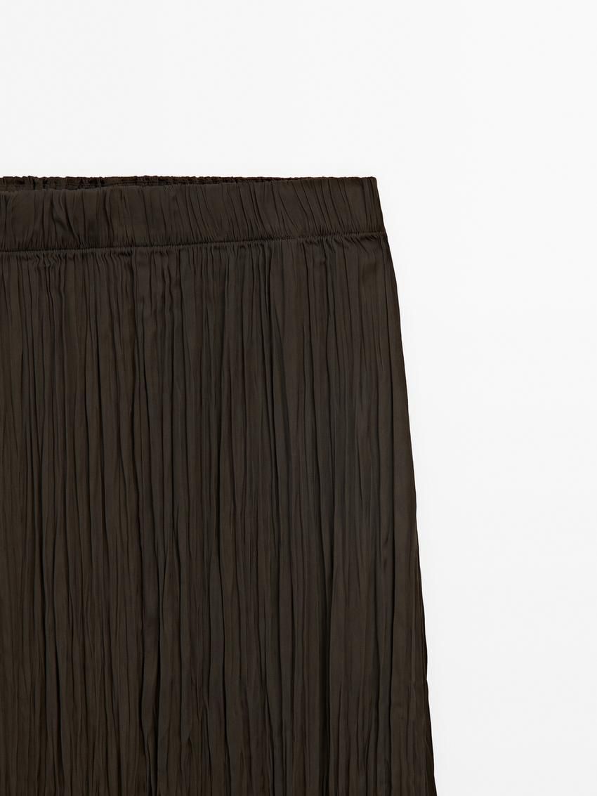 Massimo Dutti Midi With Pleated Detail Women Skirts Dark Brown | US-PW8176439