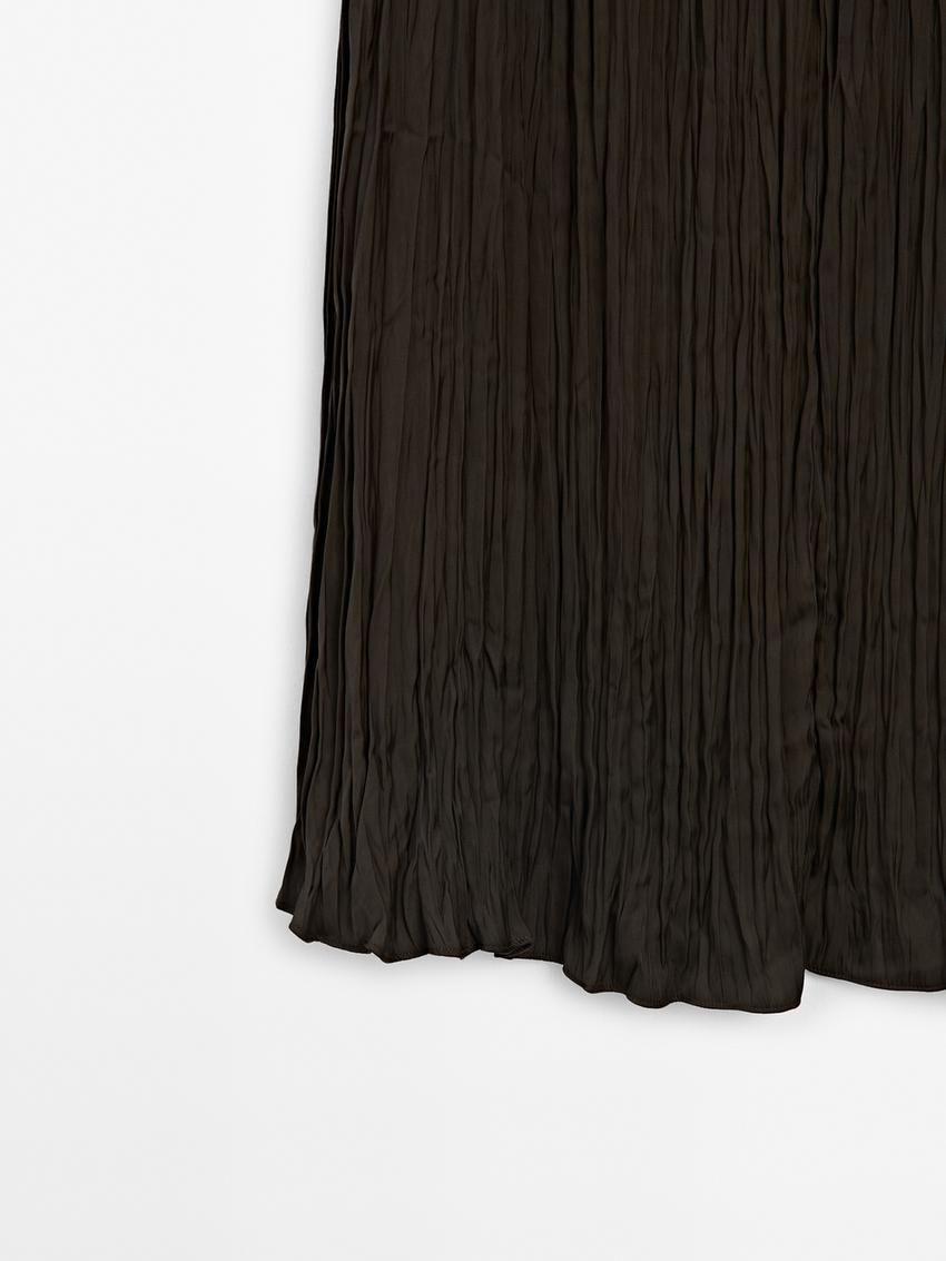 Massimo Dutti Midi With Pleated Detail Women Skirts Dark Brown | US-PW8176439