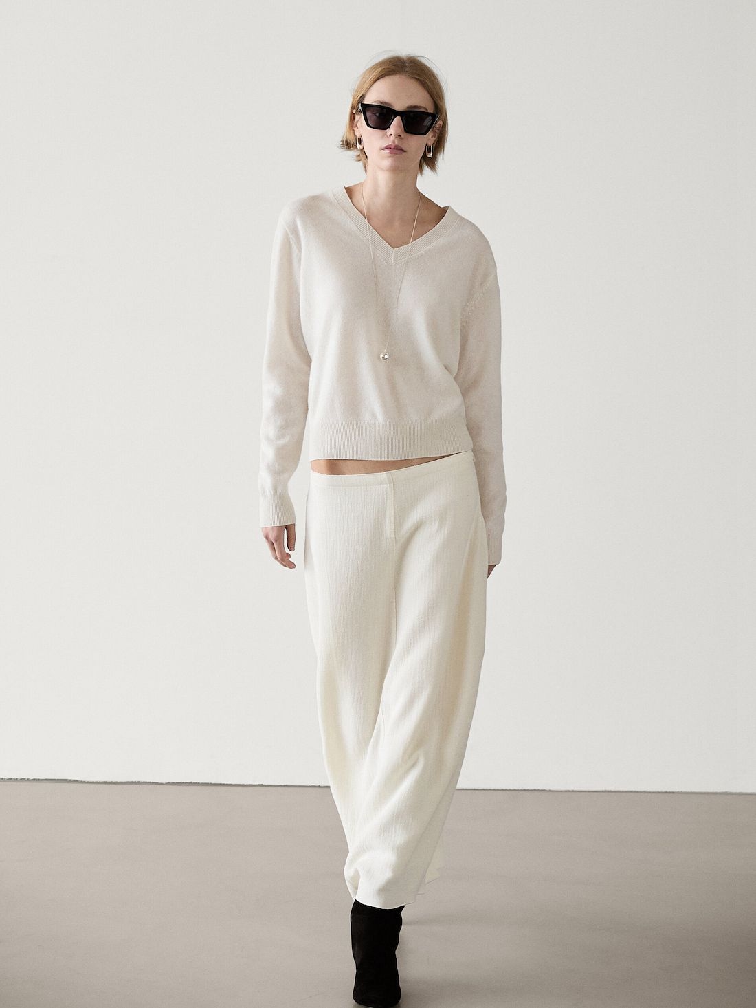 Massimo Dutti Midi With Seam Detail Women Skirts White | US-QU7968045
