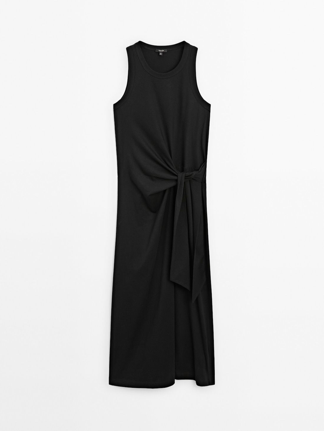 Massimo Dutti Midi With Tie Detail Women Dress Black | US-MS6847230