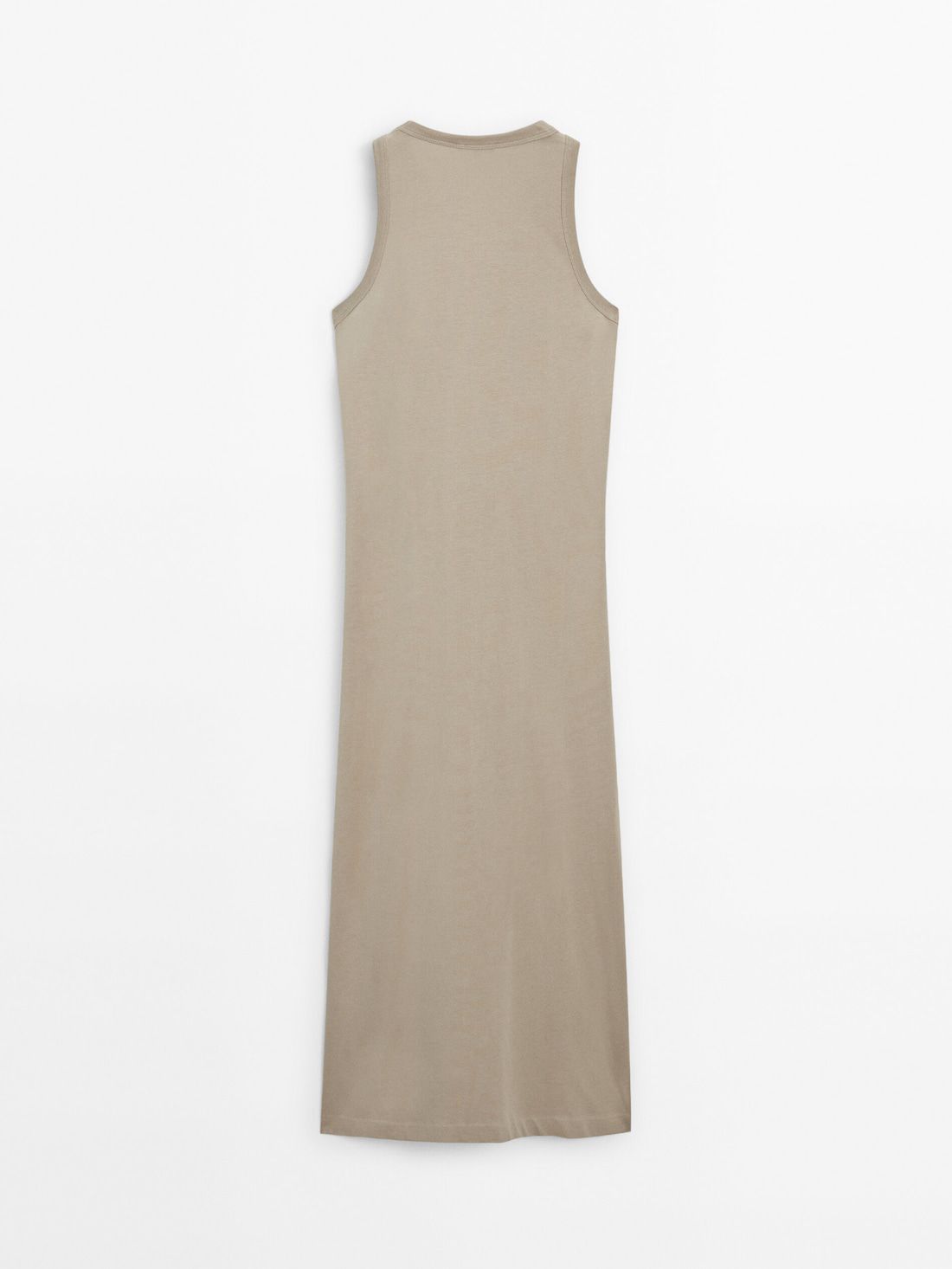 Massimo Dutti Midi With Tie Detail Women Dress Beige | US-EZ7582140