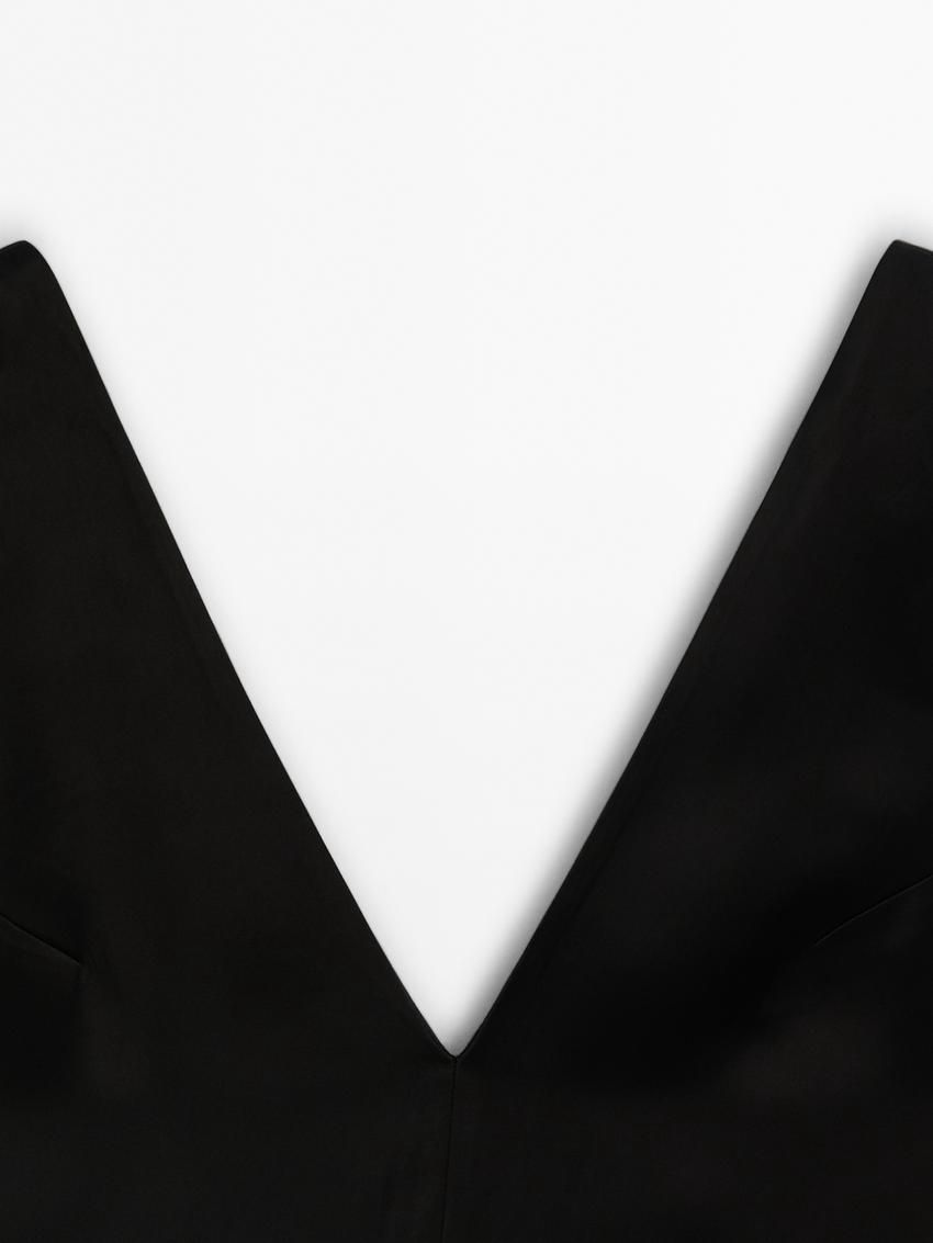Massimo Dutti Midi With V-neckline Women Dress Black | US-EL4273165