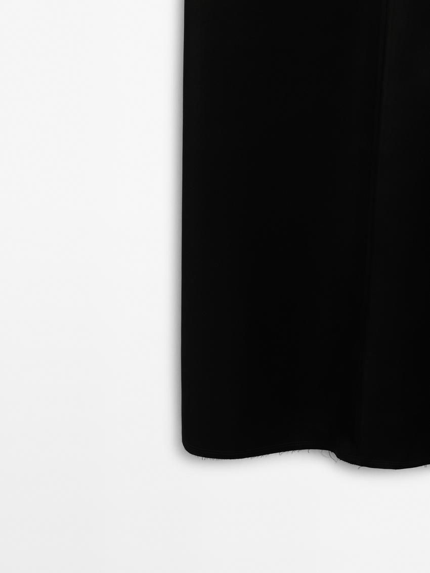 Massimo Dutti Midi With V-neckline Women Dress Black | US-EL4273165