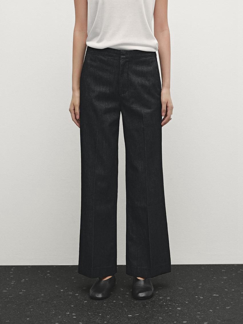 Massimo Dutti Mid-rise Flared Women Jeans Black | US-ZG6142590