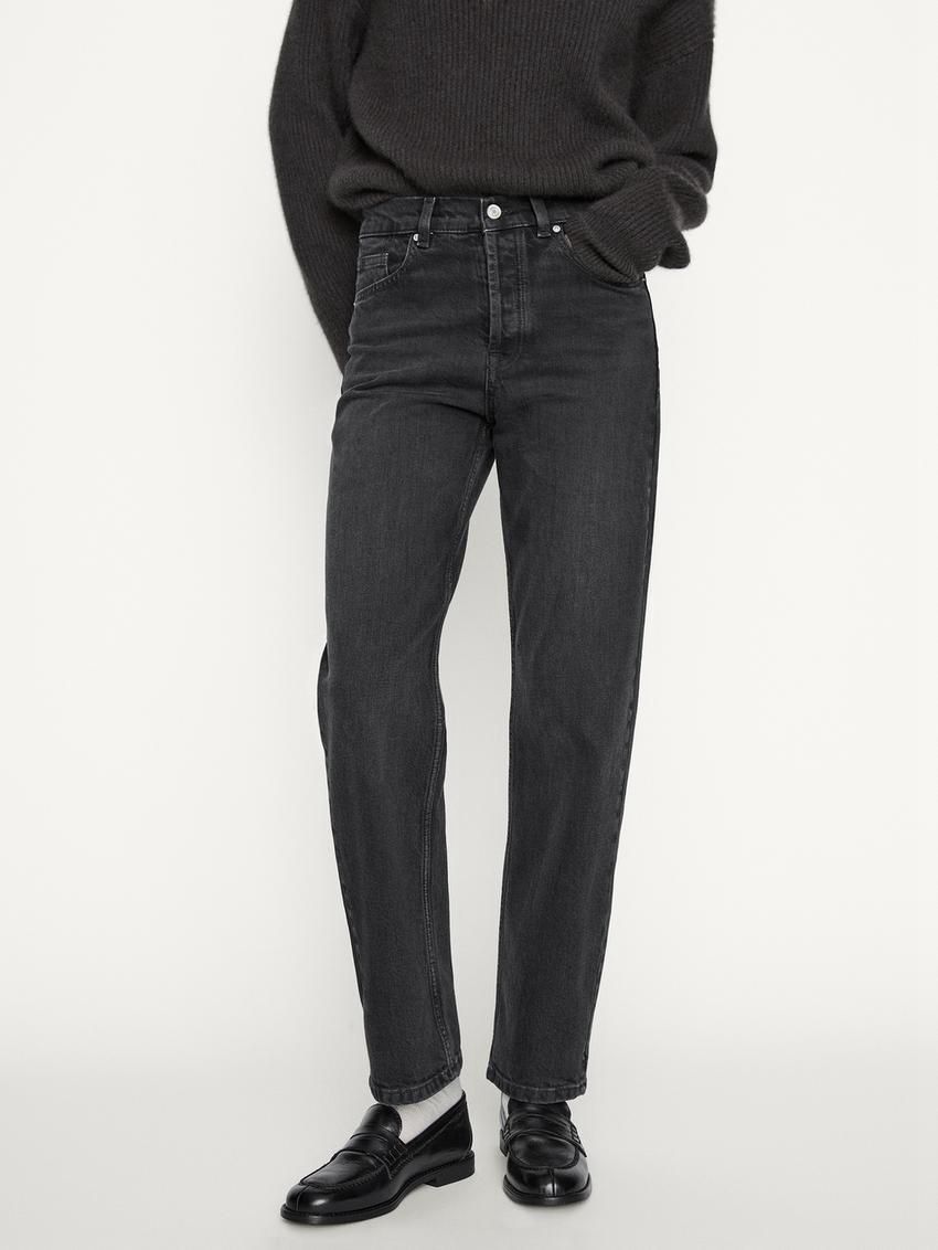 Massimo Dutti Mid-rise Straight-leg Comfort Women Jeans Black | US-ML7048361