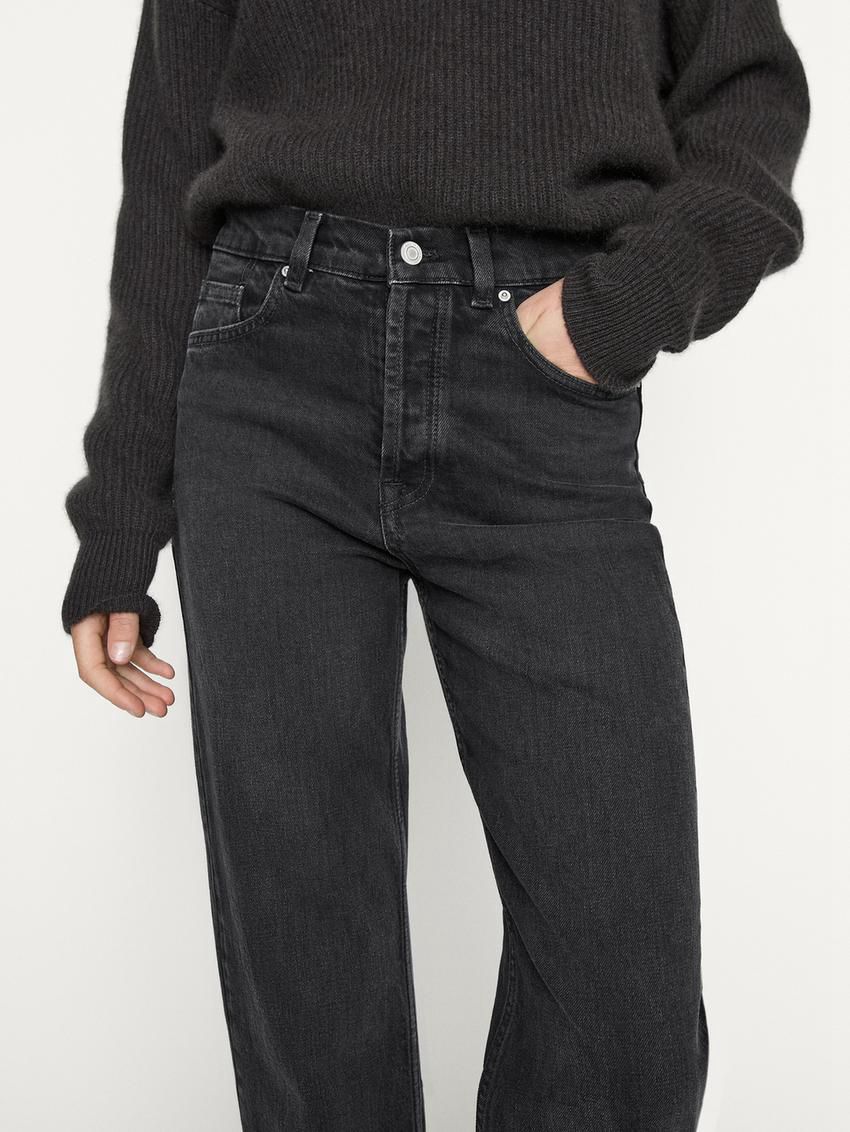 Massimo Dutti Mid-rise Straight-leg Comfort Women Jeans Black | US-ML7048361