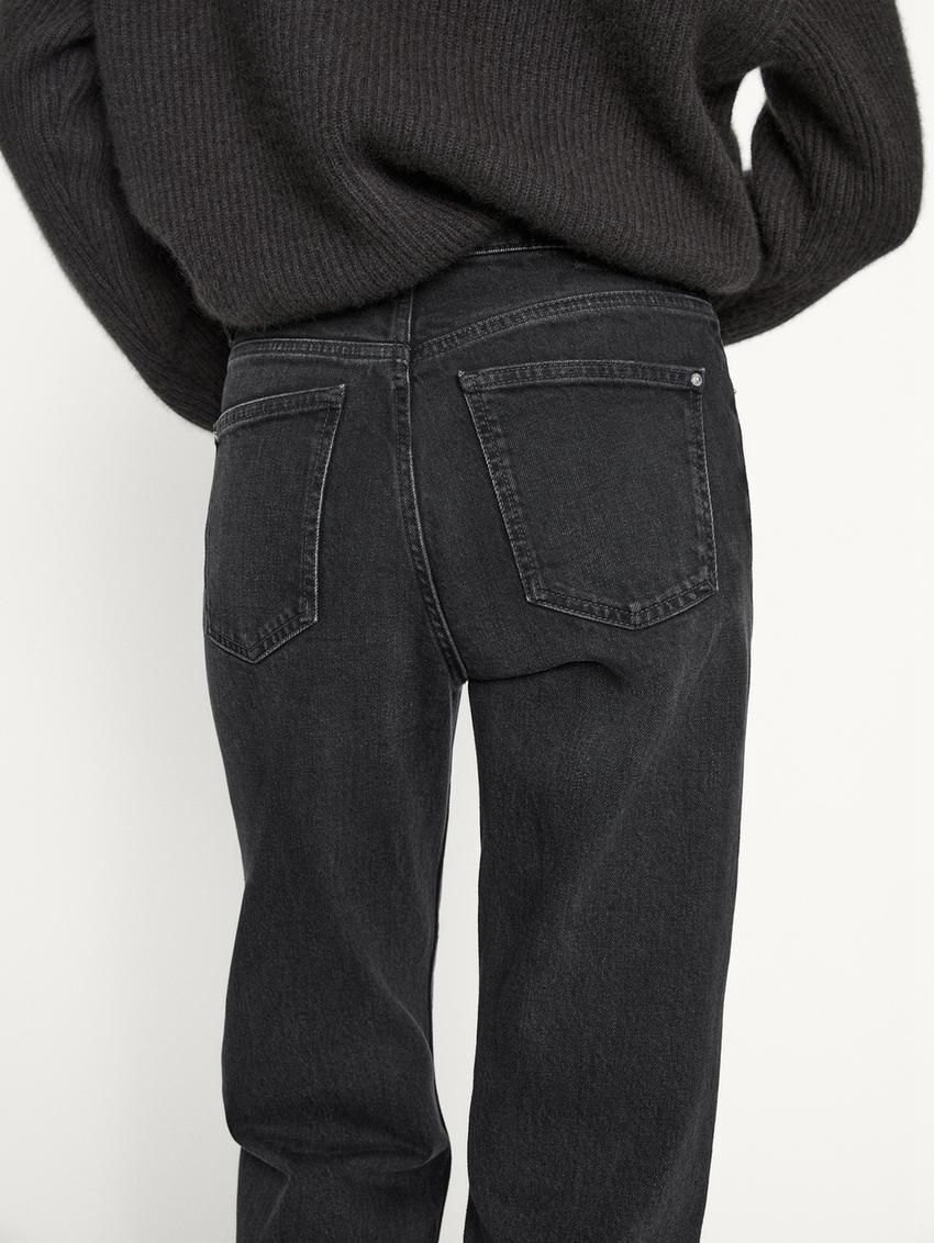 Massimo Dutti Mid-rise Straight-leg Comfort Women Jeans Black | US-ML7048361