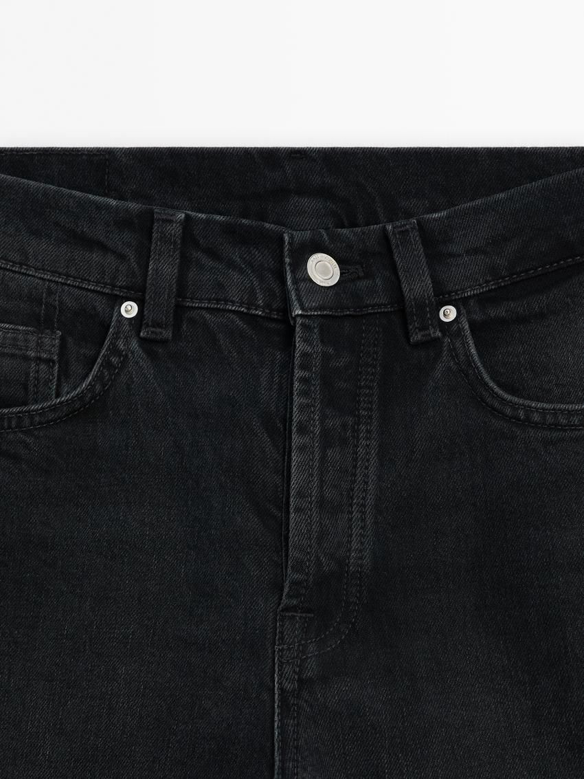 Massimo Dutti Mid-rise Straight-leg Comfort Women Jeans Black | US-ML7048361