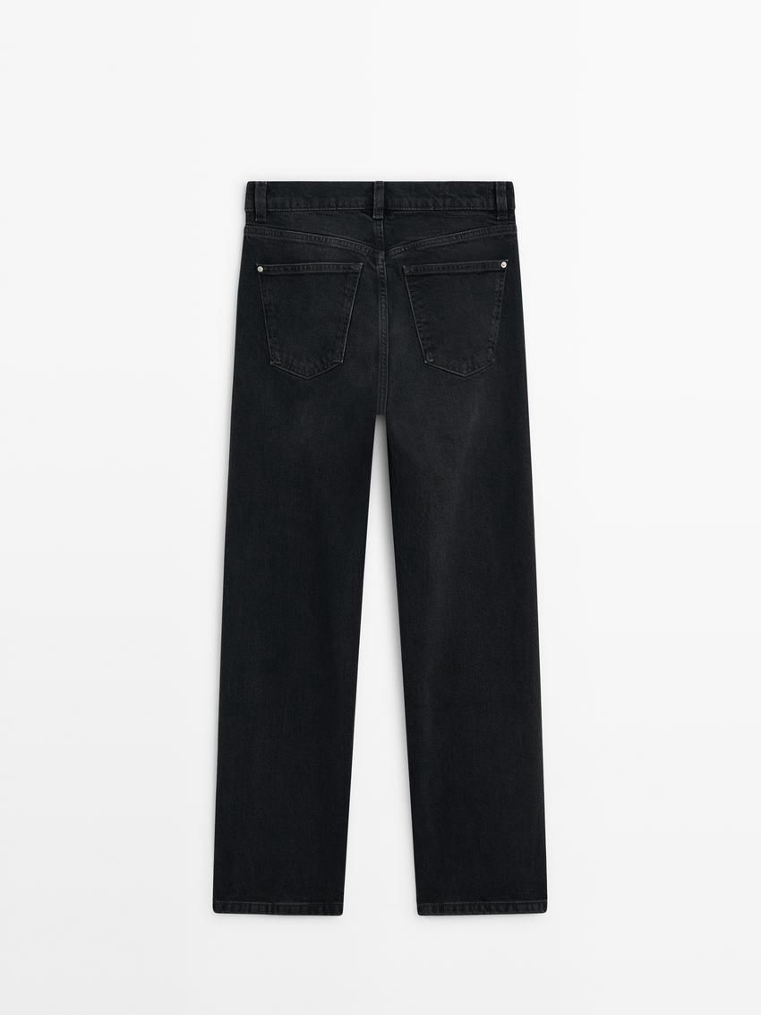 Massimo Dutti Mid-rise Straight-leg Comfort Women Jeans Black | US-ML7048361