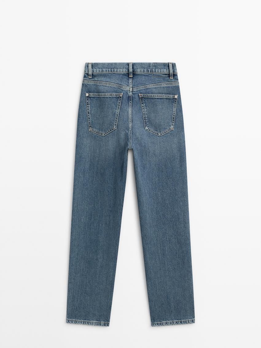Massimo Dutti Mid-rise Straight-leg Comfort Women Jeans Blue | US-XK1740638