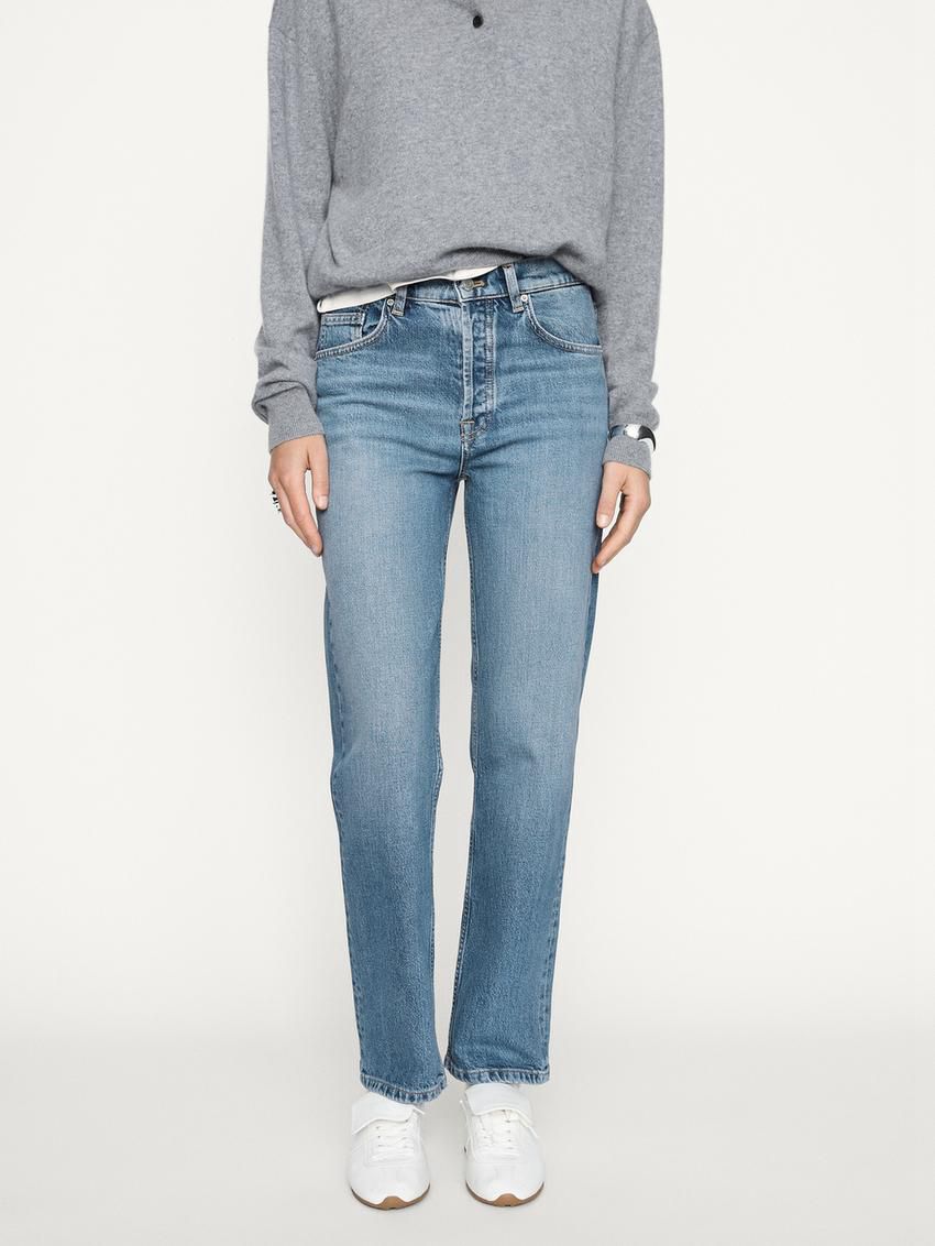 Massimo Dutti Mid-rise Straight-leg Comfort Women Jeans Blue | US-XK1740638