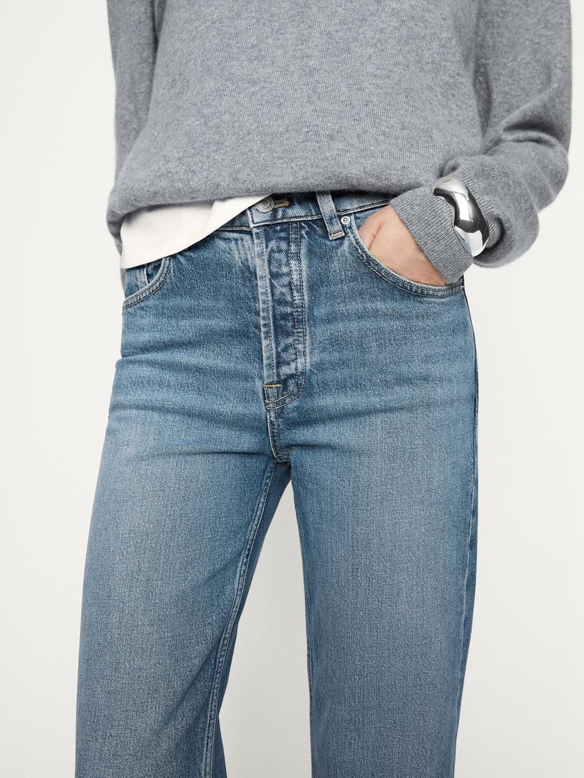 Massimo Dutti Mid-rise Straight-leg Comfort Women Jeans Blue | US-XK1740638
