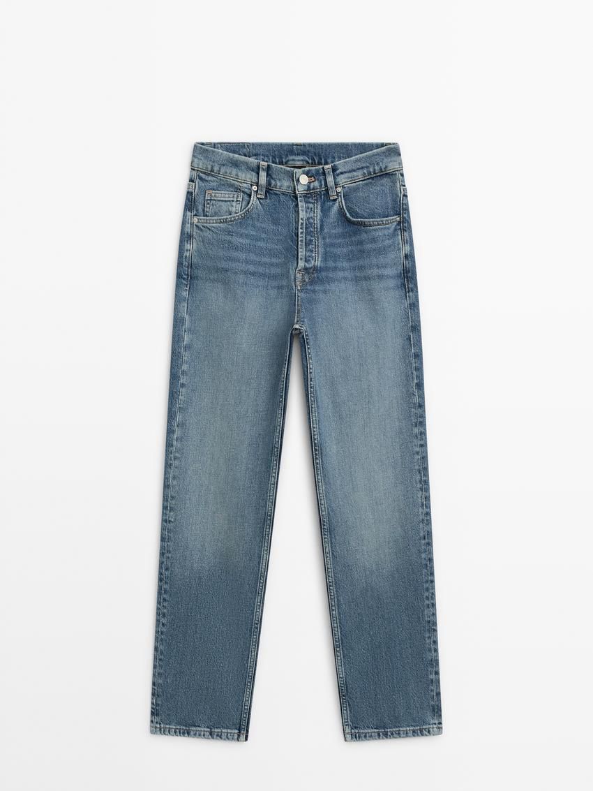 Massimo Dutti Mid-rise Straight-leg Comfort Women Jeans Blue | US-XK1740638