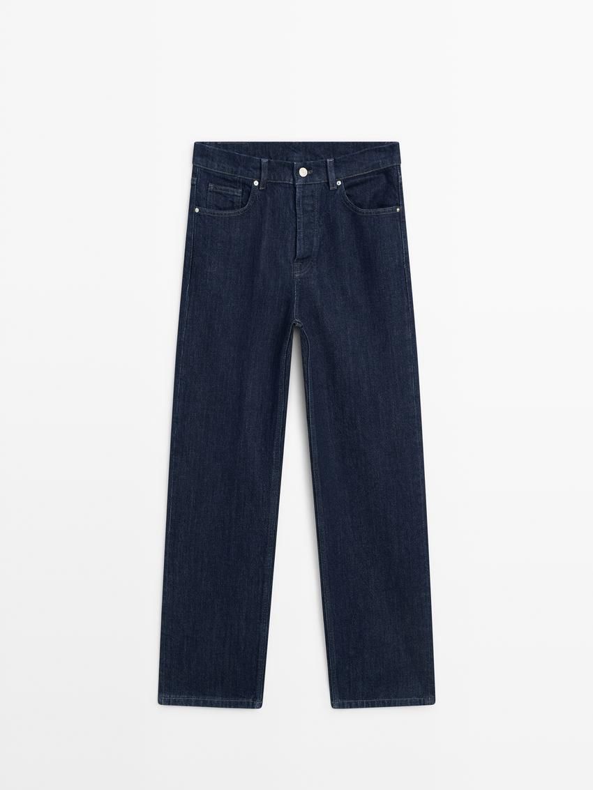Massimo Dutti Mid-rise Straight-leg Comfort Women Jeans Dark Blue | US-LJ4139826