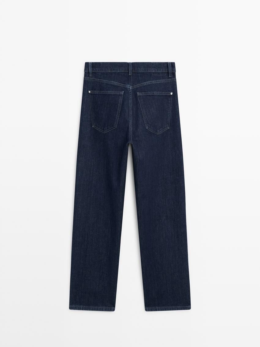 Massimo Dutti Mid-rise Straight-leg Comfort Women Jeans Dark Blue | US-LJ4139826
