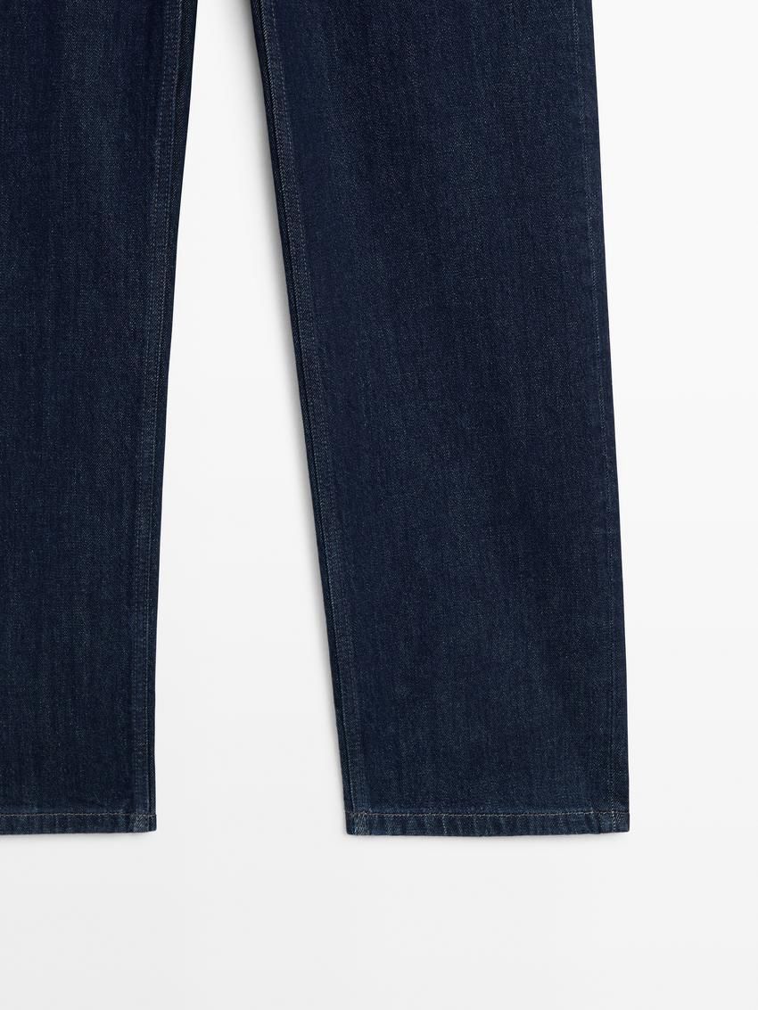 Massimo Dutti Mid-rise Straight-leg Comfort Women Jeans Dark Blue | US-LJ4139826