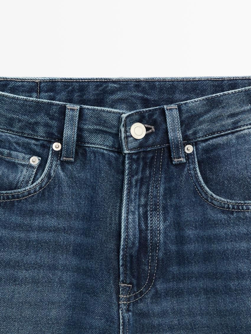 Massimo Dutti Mid-rise Straight-leg Regular Length Women Jeans Blue | US-YT6745198