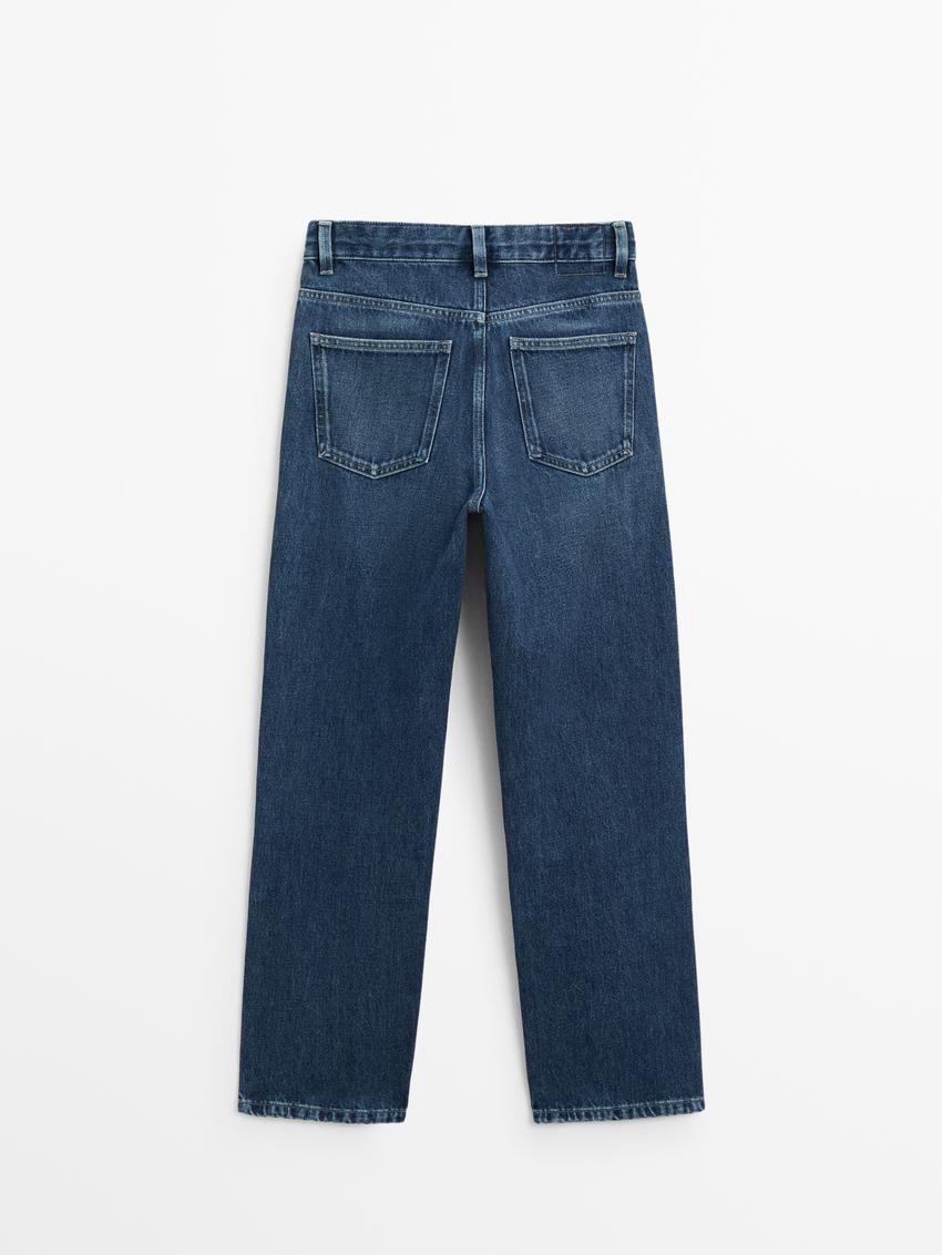 Massimo Dutti Mid-rise Straight-leg Regular Length Women Jeans Blue | US-YT6745198