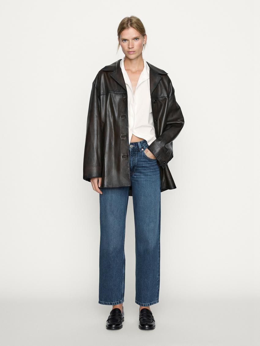Massimo Dutti Mid-rise Straight-leg Regular Length Women Jeans Blue | US-YT6745198