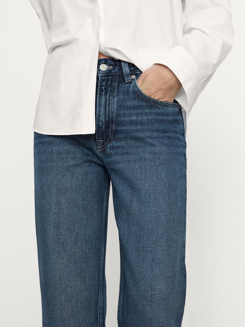Massimo Dutti Mid-rise Straight-leg Regular Length Women Jeans Blue | US-YT6745198