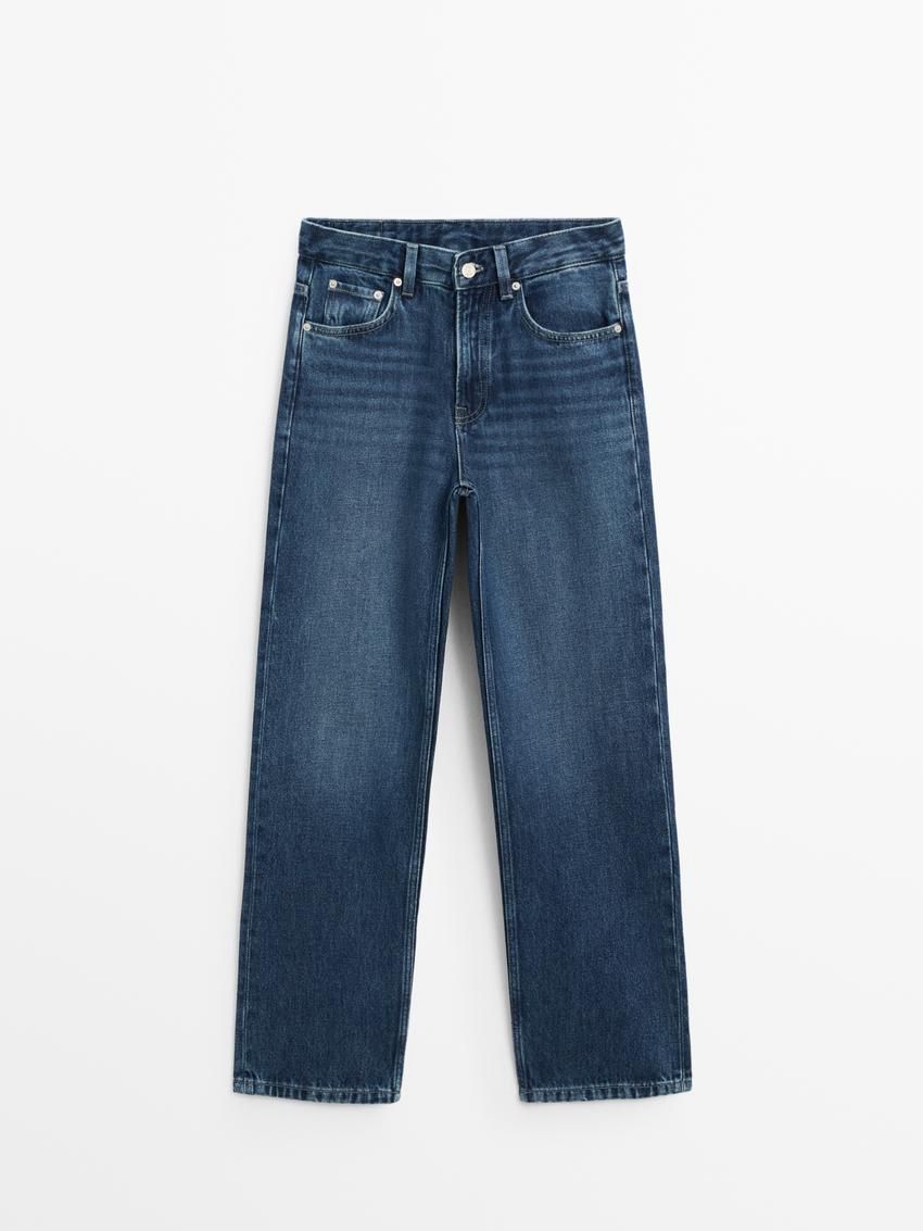 Massimo Dutti Mid-rise Straight-leg Regular Length Women Jeans Blue | US-YT6745198