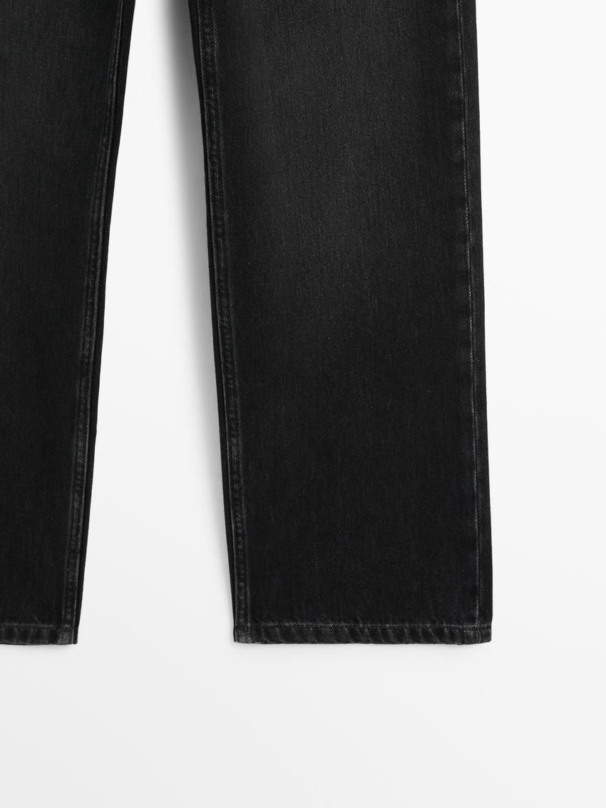 Massimo Dutti Mid-rise Straight-leg Regular Length Women Jeans Black | US-XY6791843