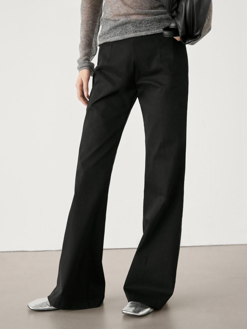 Massimo Dutti Mid-rise Stretch Flared Women Trousers Black | US-QA7583924