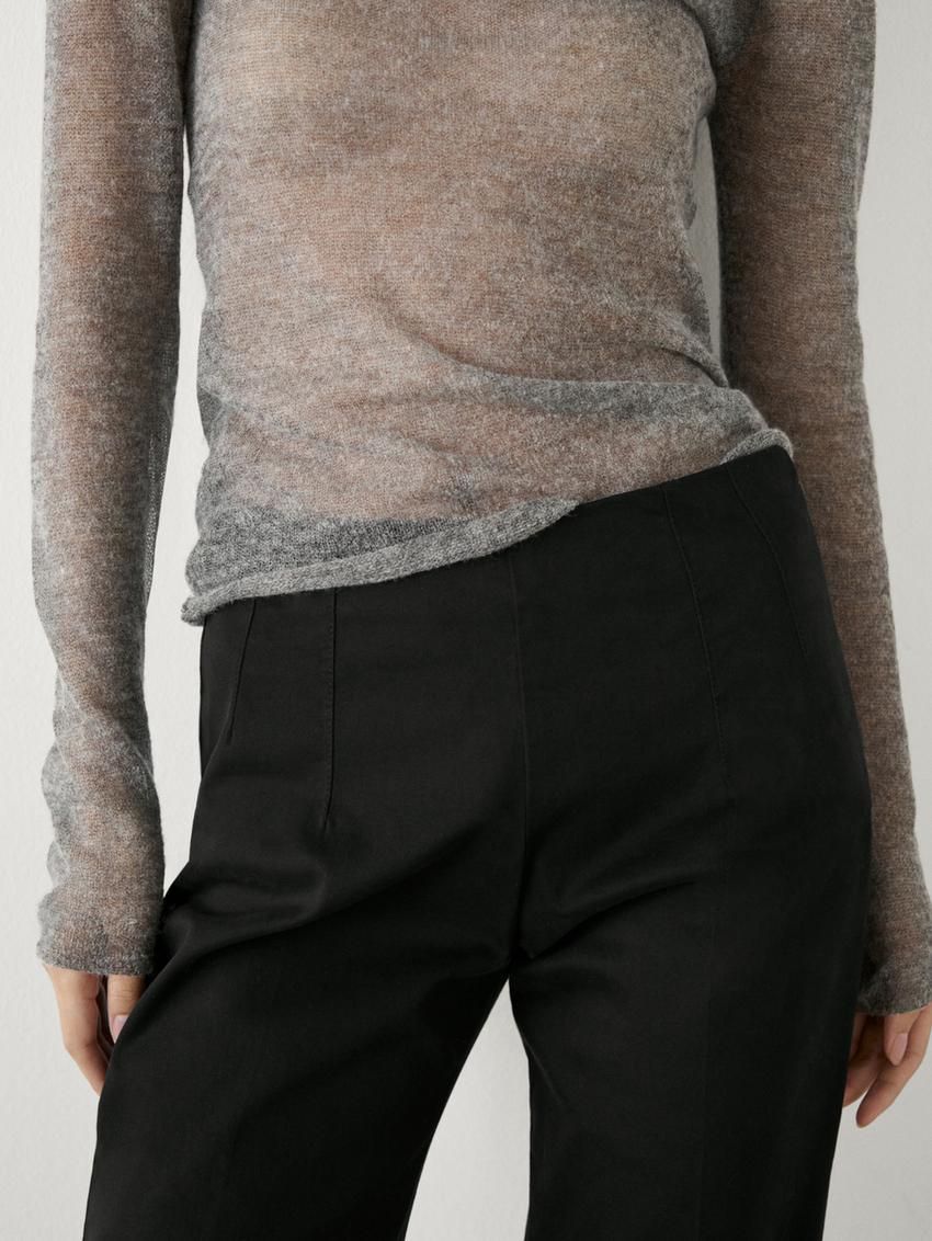 Massimo Dutti Mid-rise Stretch Flared Women Trousers Black | US-QA7583924