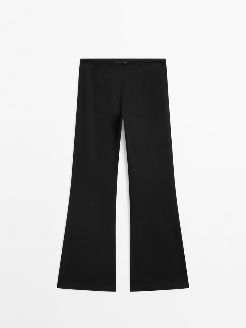 Massimo Dutti Mid-rise Stretch Flared Women Trousers Black | US-QA7583924
