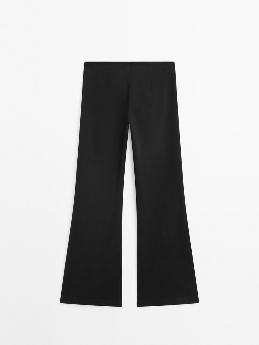 Massimo Dutti Mid-rise Stretch Flared Women Trousers Black | US-QA7583924