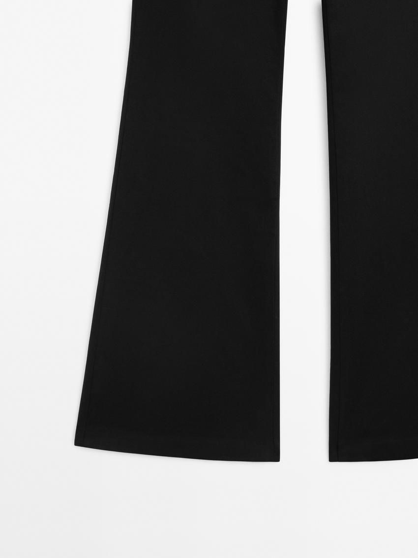 Massimo Dutti Mid-rise Stretch Flared Women Trousers Black | US-QA7583924