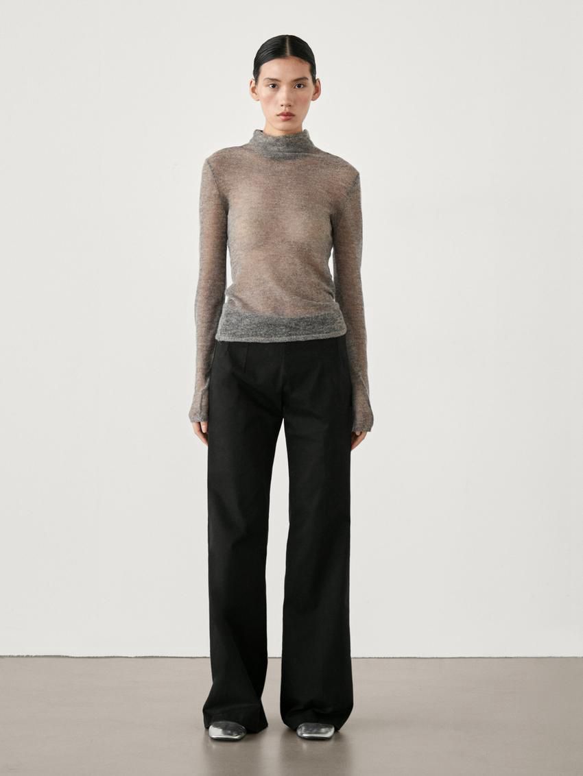 Massimo Dutti Mid-rise Stretch Flared Women Trousers Black | US-QA7583924