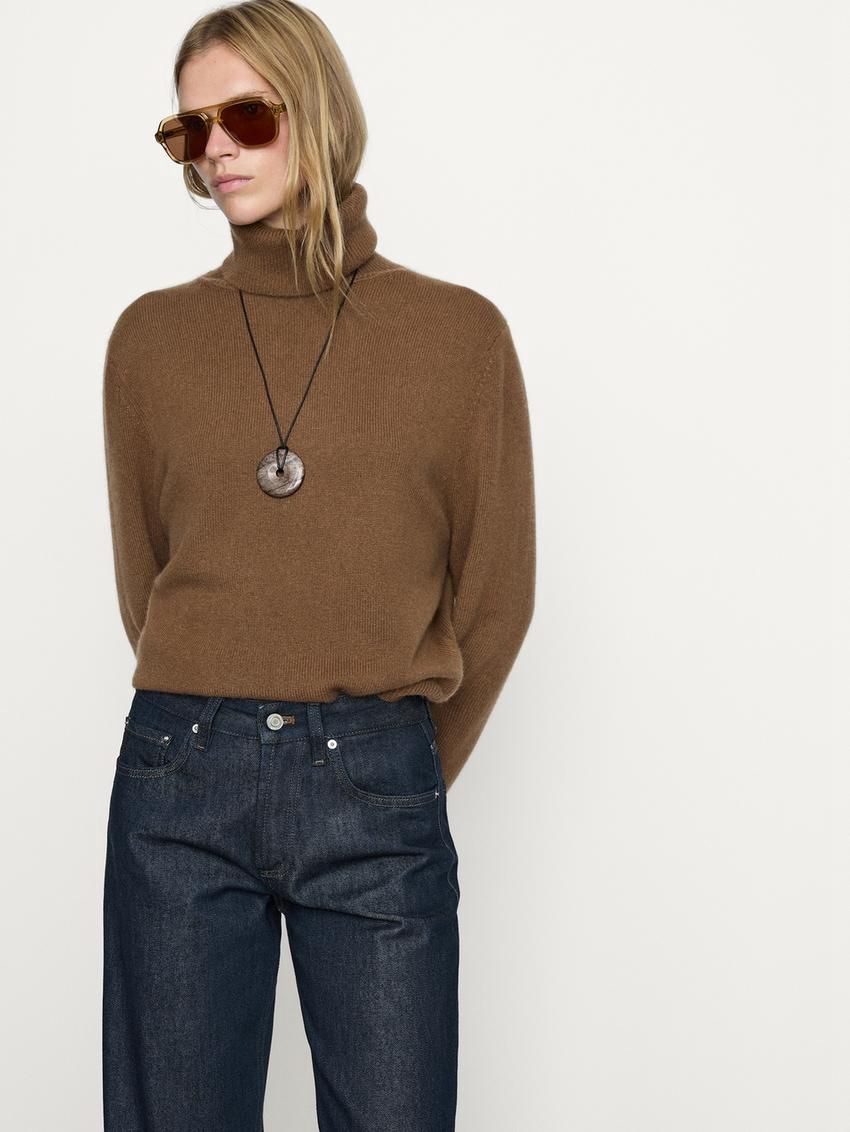 Massimo Dutti Mid-rise Wide-leg Full Length Women Jeans Dark Blue | US-BW3570281