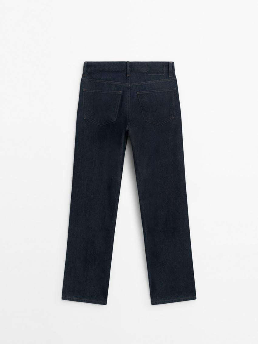 Massimo Dutti Mid-rise Wide-leg Full Length Women Jeans Dark Blue | US-BW3570281