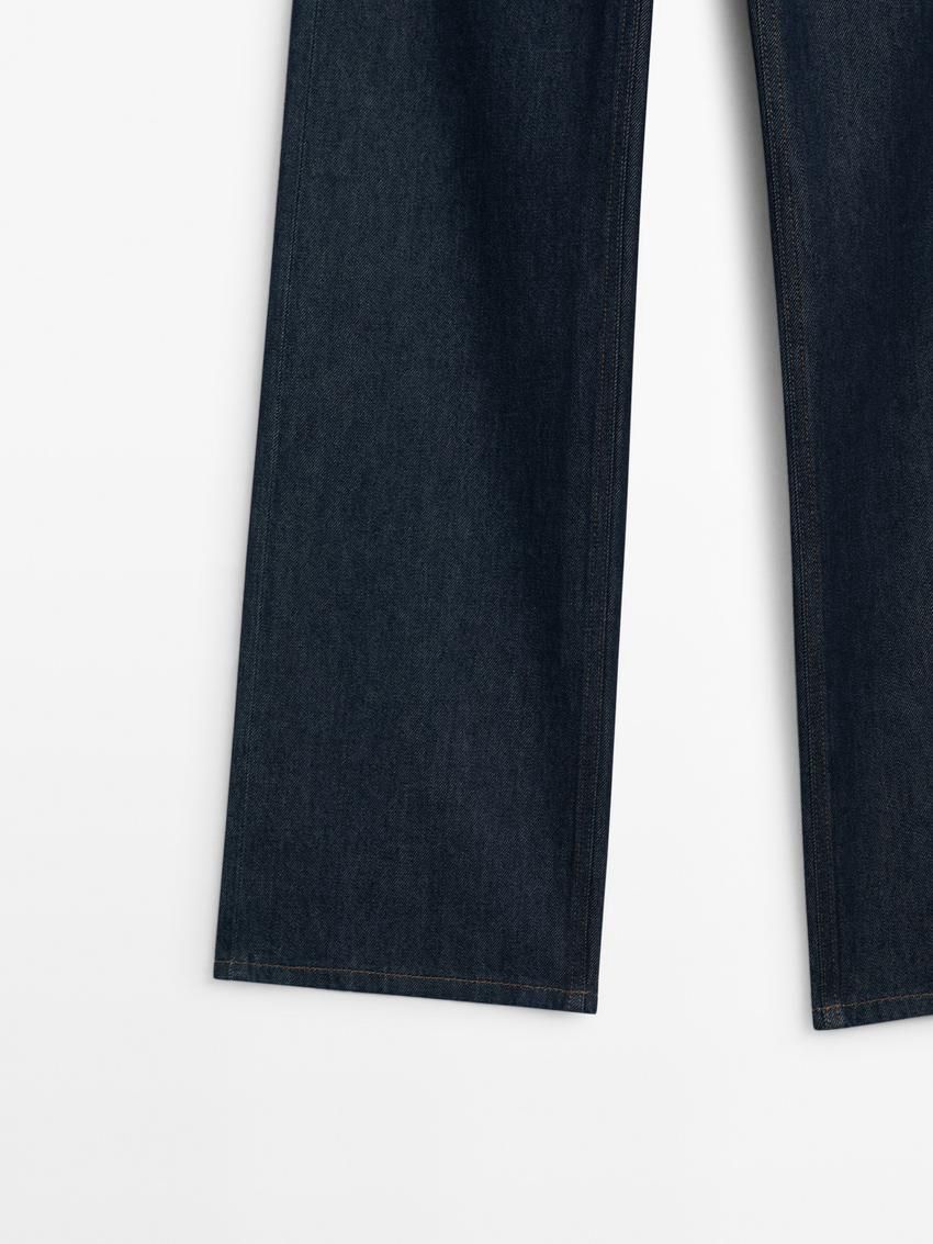 Massimo Dutti Mid-rise Wide-leg Full Length Women Jeans Dark Blue | US-BW3570281