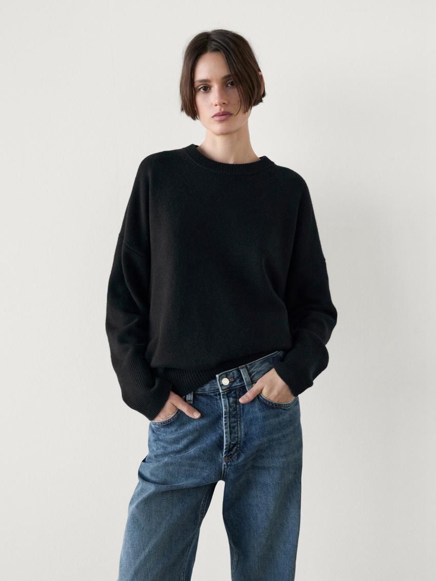 Massimo Dutti Mid-rise Wide-leg Full Length Women Jeans Blue | US-BV6408321