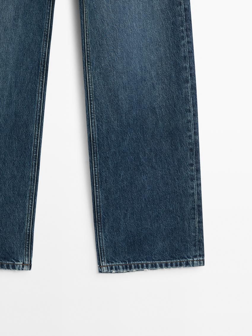 Massimo Dutti Mid-rise Wide-leg Full Length Women Jeans Blue | US-BV6408321