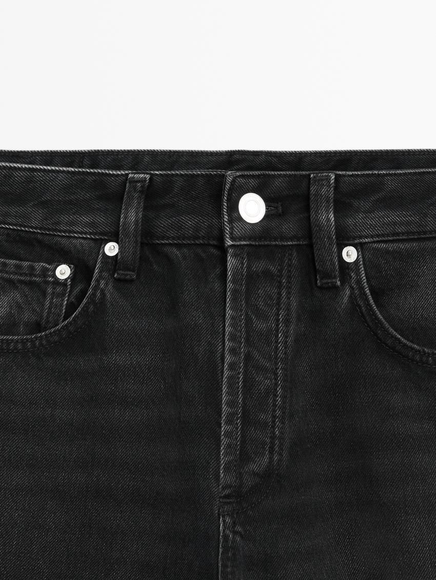 Massimo Dutti Mid-rise Wide-leg Full Length Women Jeans Black | US-FN2367185