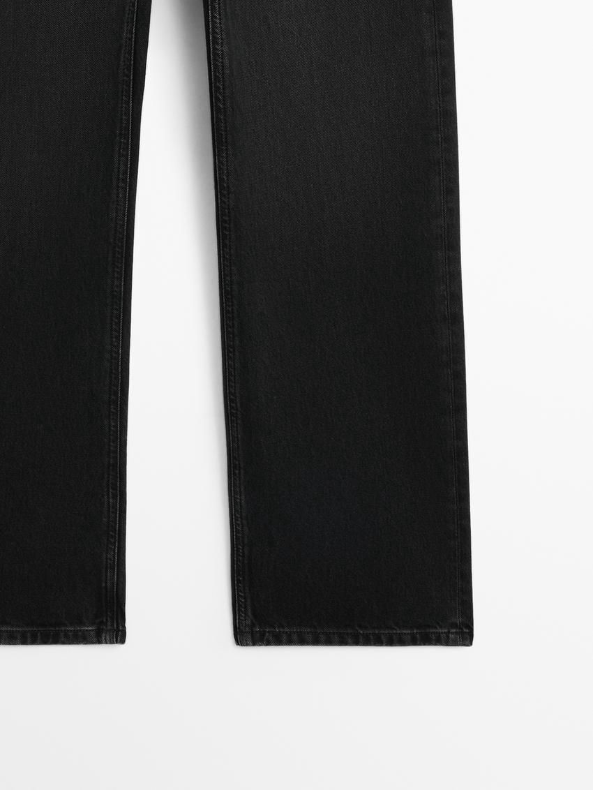 Massimo Dutti Mid-rise Wide-leg Full Length Women Jeans Black | US-FN2367185