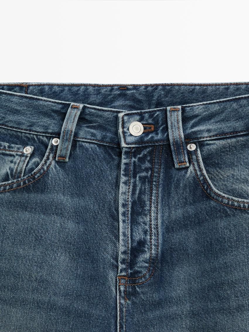 Massimo Dutti Mid-rise Wide-leg Full Length Women Jeans Light Blue | US-TE6385207
