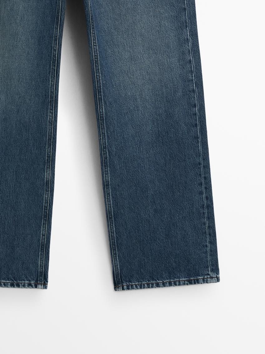 Massimo Dutti Mid-rise Wide-leg Full Length Women Jeans Light Blue | US-TE6385207