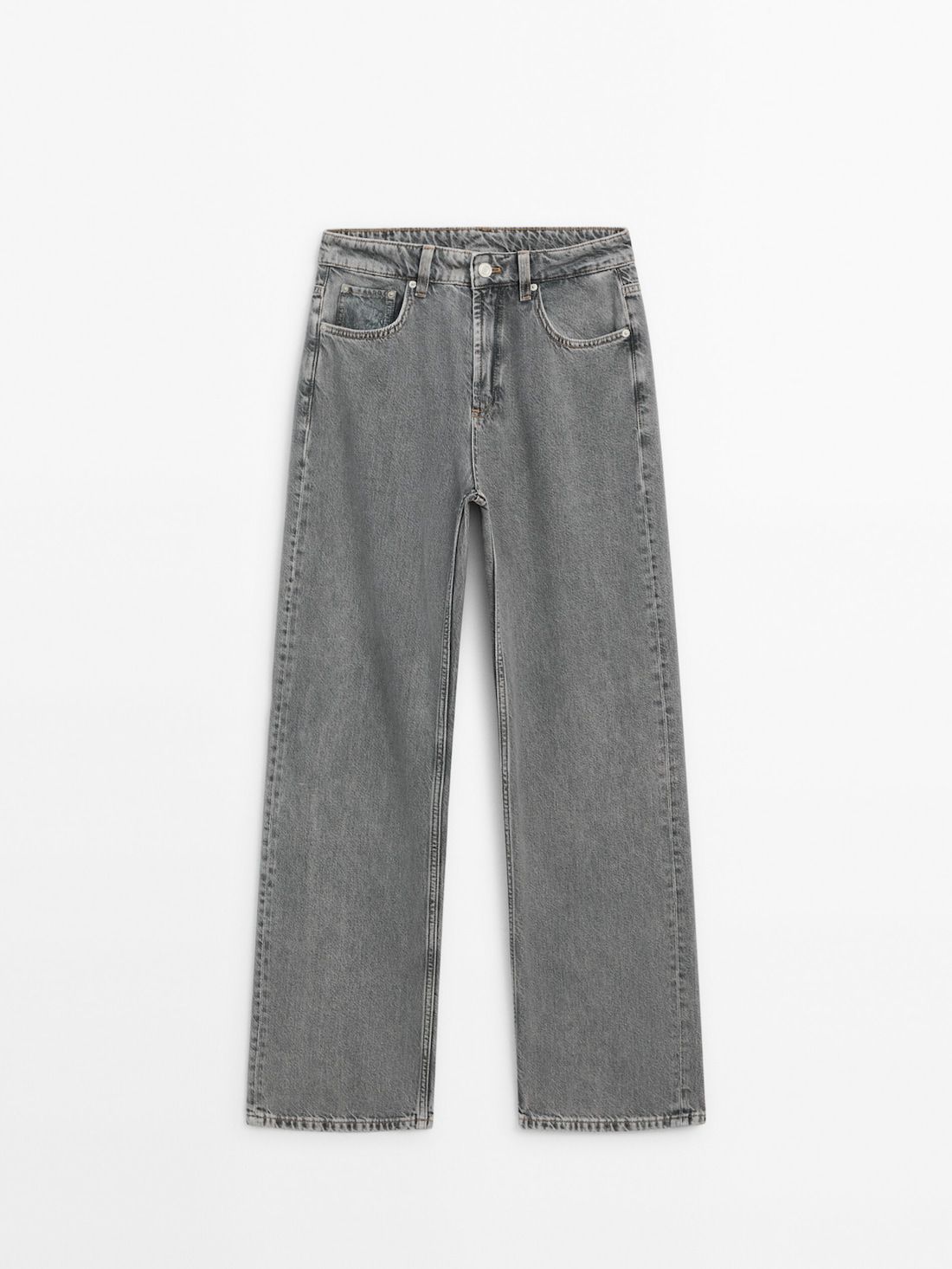 Massimo Dutti Mid-rise Wide-leg Full Length Women Jeans Grey | US-QN3976821
