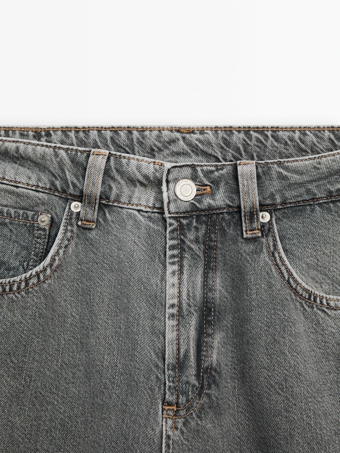 Massimo Dutti Mid-rise Wide-leg Full Length Women Jeans Grey | US-QN3976821