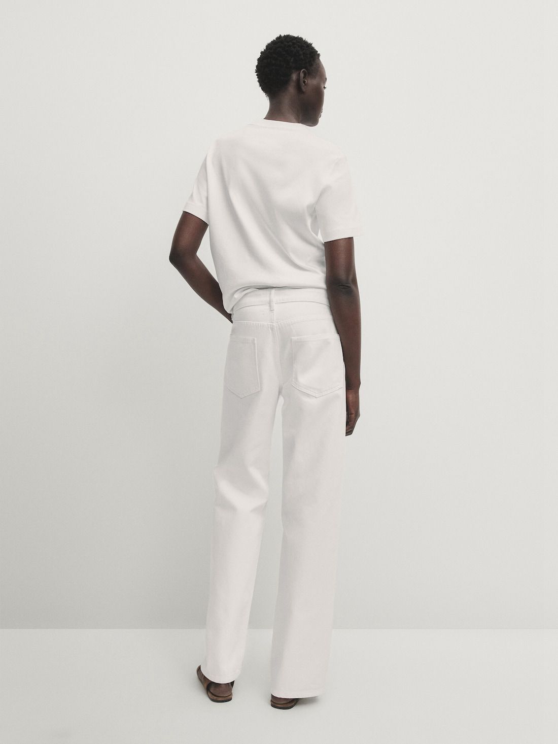 Massimo Dutti Mid-rise Wide-leg Full Length Women Jeans White | US-KL5794618