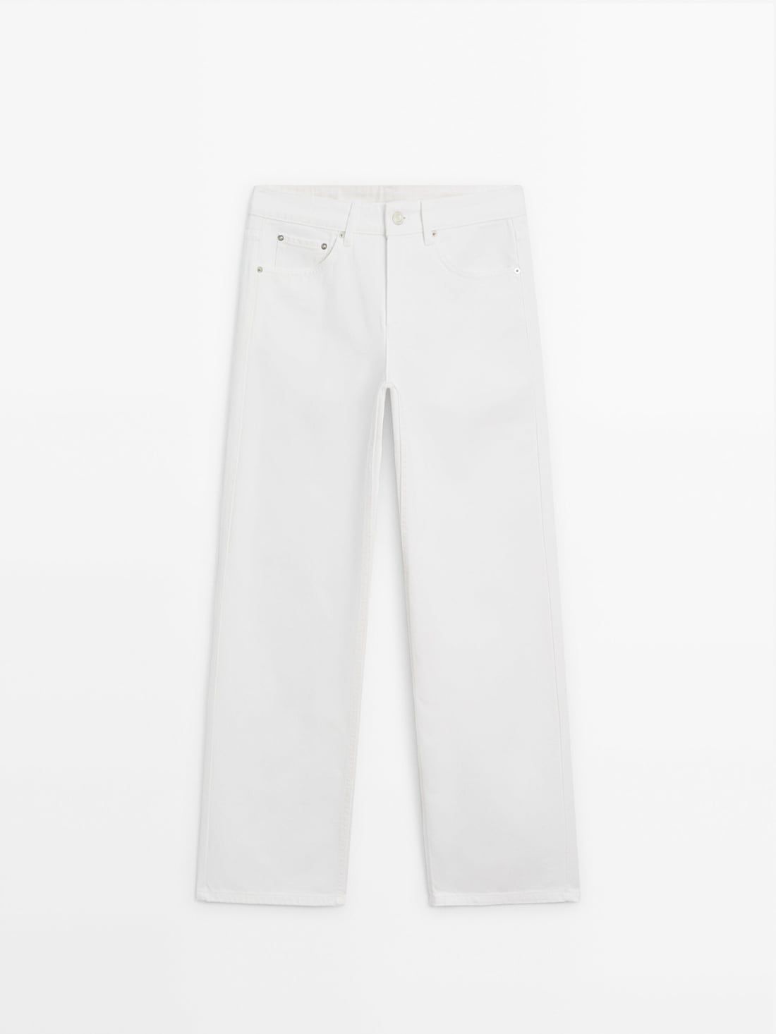 Massimo Dutti Mid-rise Wide-leg Full Length Women Jeans White | US-KL5794618