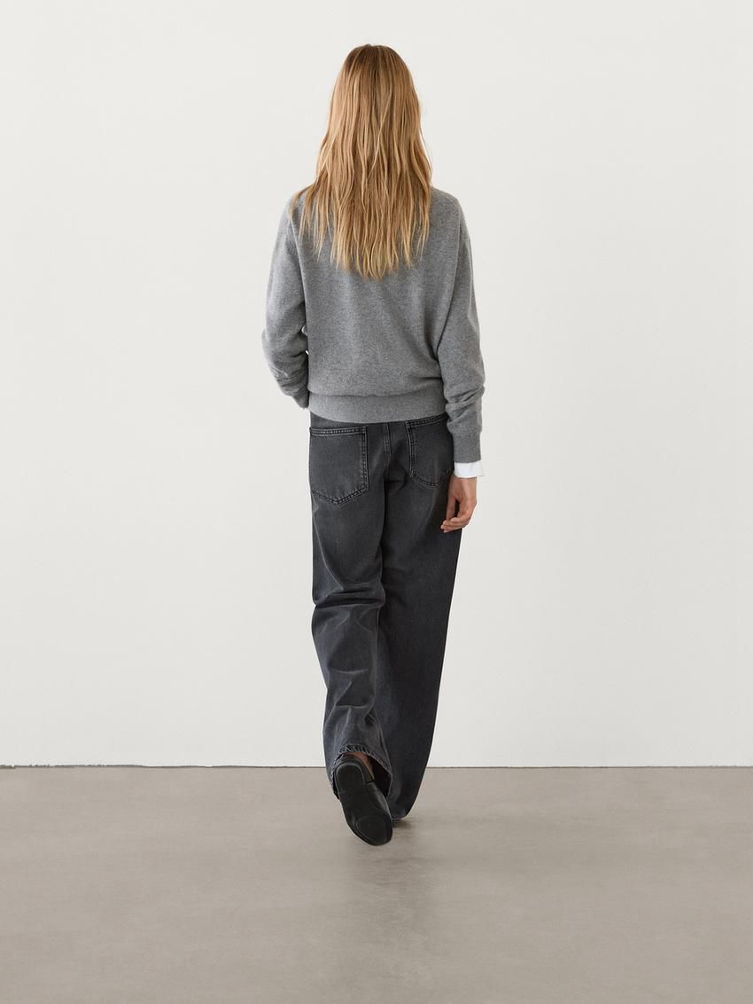 Massimo Dutti Mid-rise Wide-leg Full Length Women Jeans Dark Grey | US-RC7985132