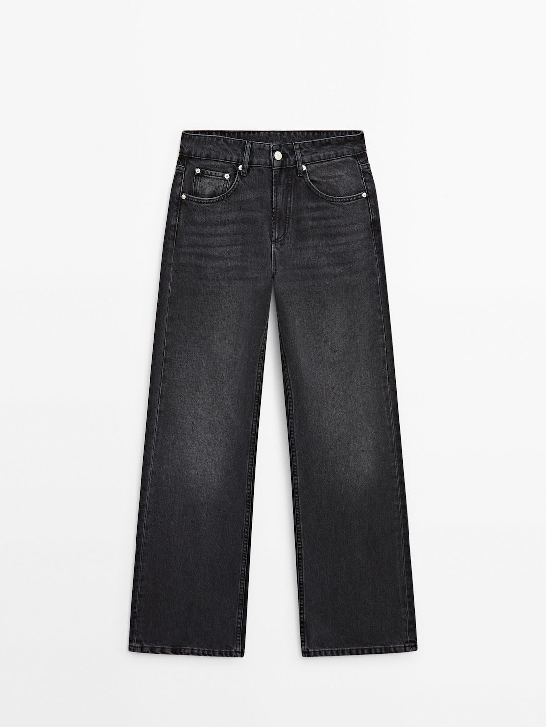 Massimo Dutti Mid-rise Wide-leg Full Length Women Jeans Dark Grey | US-RC7985132