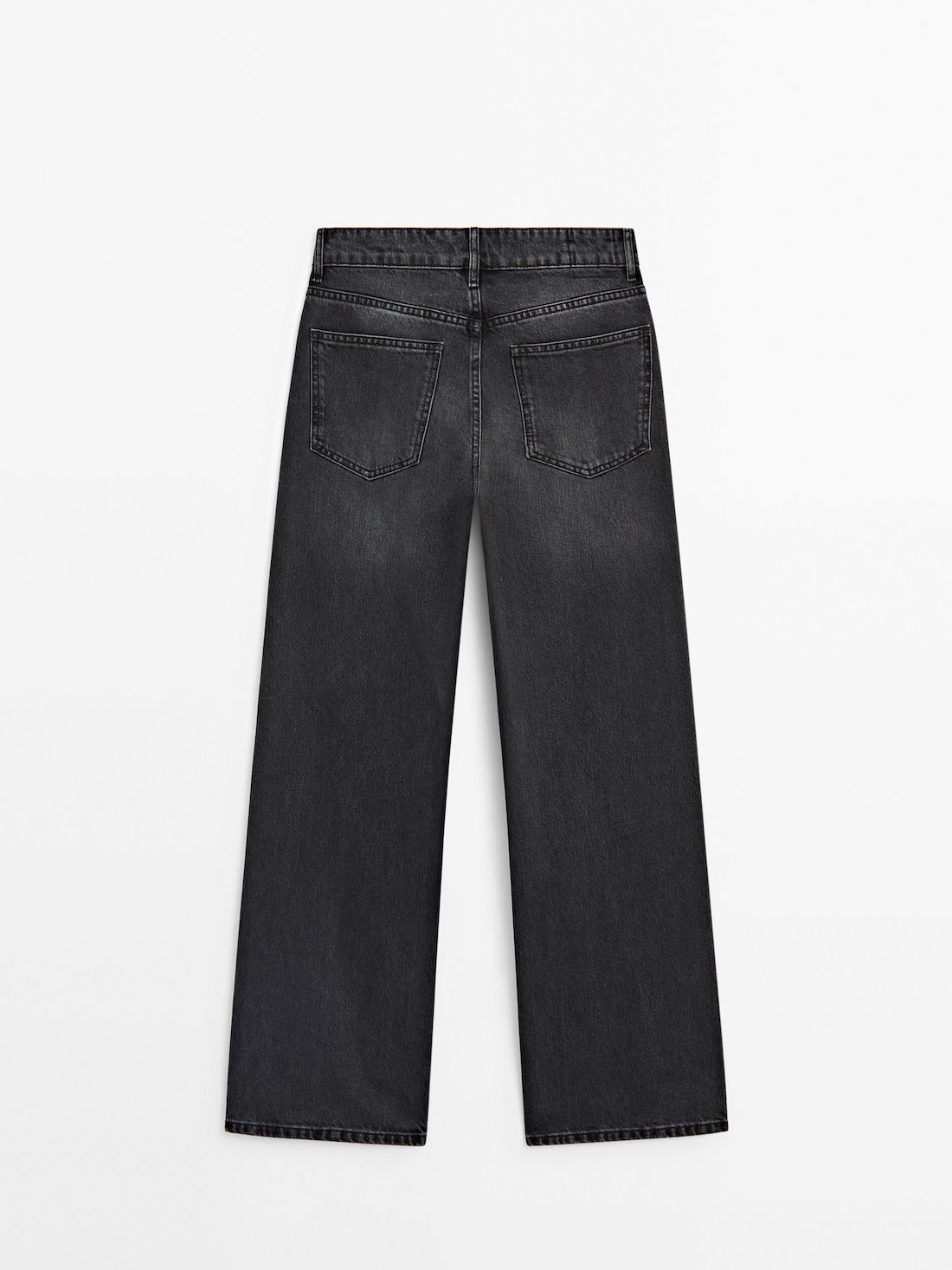 Massimo Dutti Mid-rise Wide-leg Full Length Women Jeans Dark Grey | US-RC7985132